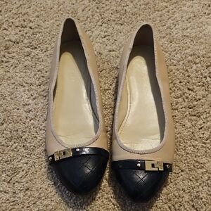 Marc Fisher Beige and Black Flats